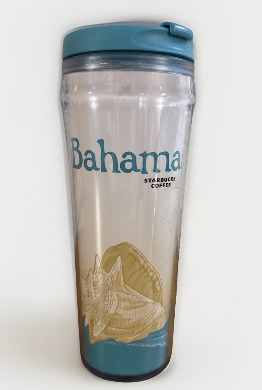 Starbucks Coffee Bahamas 2009 Travel Tumbler Turquoise Seashell & Cruise Ships